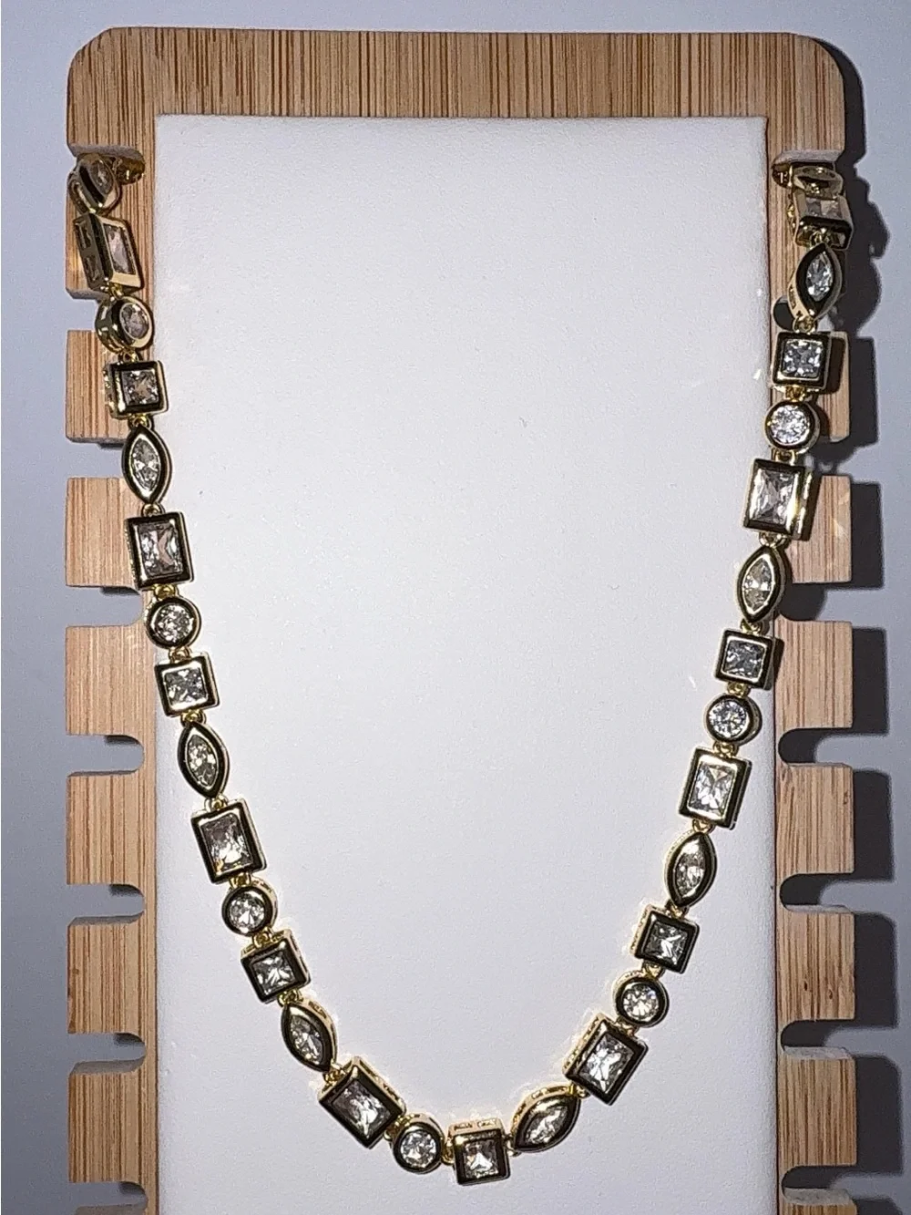 Gold Multi-Shape Cubic Zirconia Tennis Necklace Choker